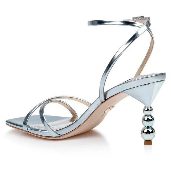 Badgley Mischka Size 9 Mint Blue Strappy Bead Heel Sandal NEW Callie $245 - Picture 3 of 6